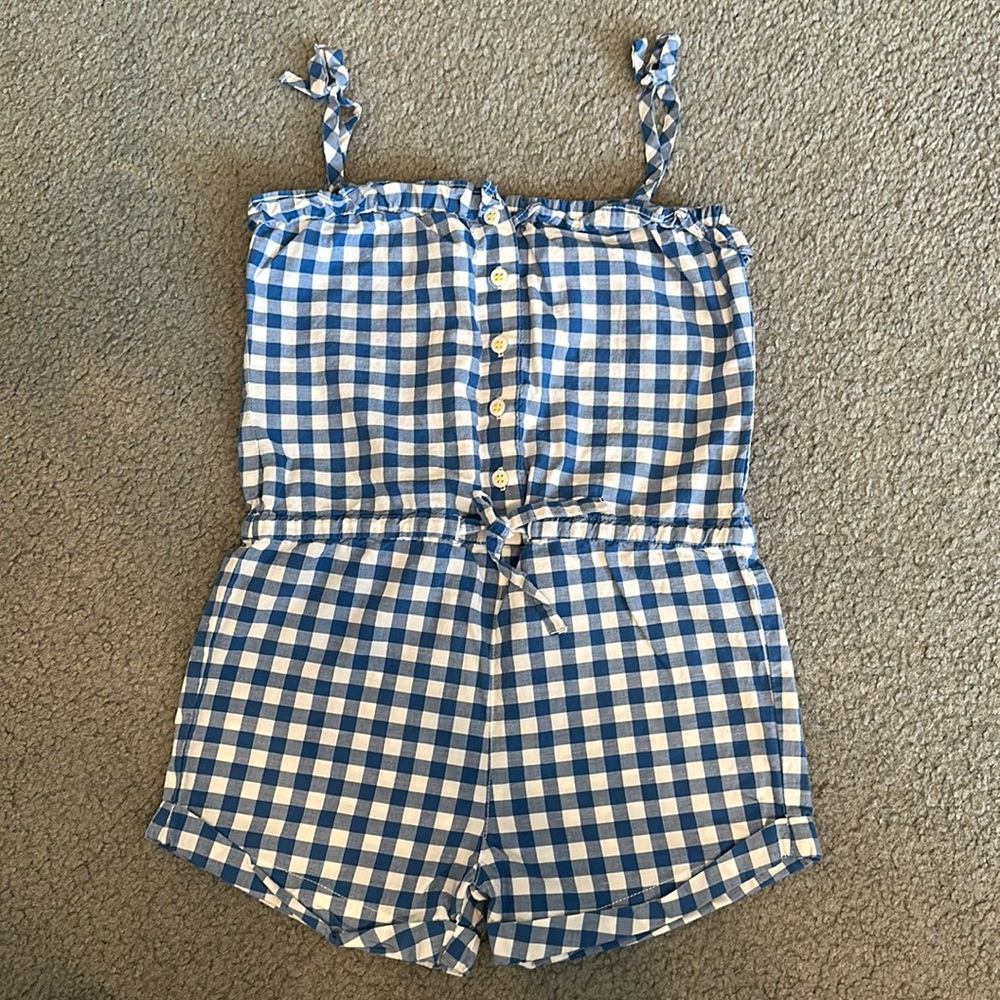 Petit Bateau Blue/White Gingham Romper